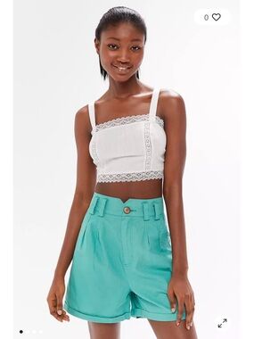 Urban Outfitters Commander Linen High-Waisted Trouser Short